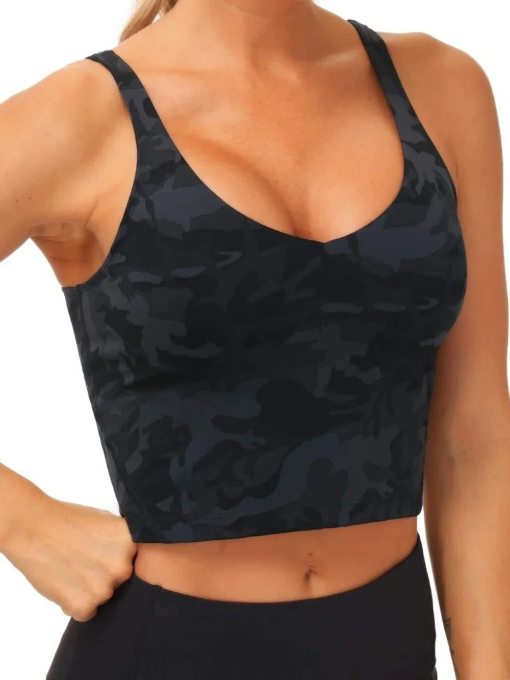 Women's Longline Wirefree Sports Bra - Padded Medium Support for Yoga & Gym